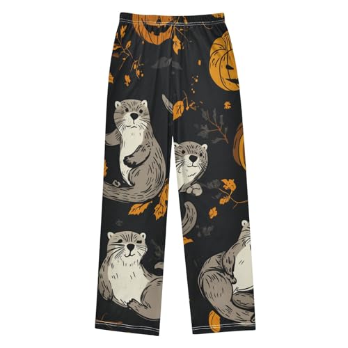 ZZXXB Halloween Otter Boys Long Pants Soft Trousers Elastic Waist Kids Lounge Bottoms with Pockets S-XL2