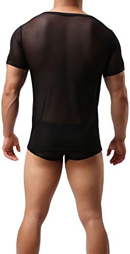 ZUYPSK Heren gespierd transparant T-shirt met korte mouwen en ronde