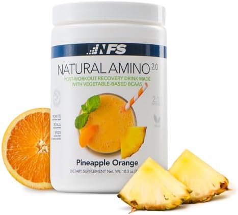 NF Sports Natural Amino. 2:1:1 BCAAs Amino Acids Powder. BCAA Energy Pre Workout Powder for Muscle Recovery. Keto Friendly, Vegan, No Artificial Flavors (25 Servings, Orange Pineapple)