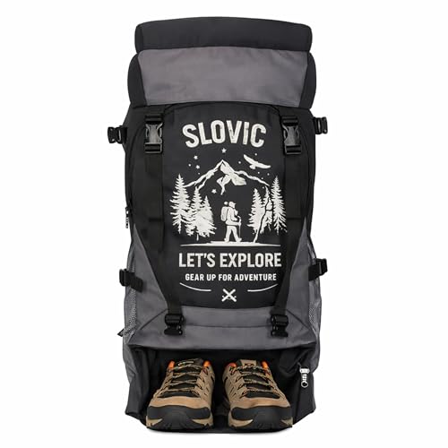 Image of SLOVIC Rucksack Backpack Bag for Man & Women [55 LTR] | Travel Bag for Man with Separate Shoe Compartment | Travel Bag for Woman | Water Resistant Bag for Travelling