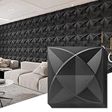 Art3d Decorative Textured PVC 3D Wall Panels for Interior Wall Decor in Living Room, Bedroom in Black, Pack of 33 Tiles, 32 Sq.Ft