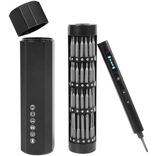 Sowkos Mini 3.7V Electric Screwdriver – Precision Cordless Screwdriver Set with 62-in-1 Magnetic Bits, Rotatable Rack, 5/32'' Hex, Repair Tool Kit for Phone, Camera, Laptop, Watch, ELEC– 65pcs