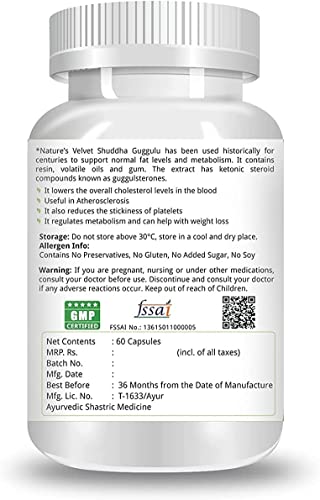Velvet Pure Extract Shuddha Guggulu 500Mg - 60 Capsules Pack Of 3 #TOP2