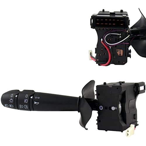 Mando luces compatible para Clio 2, Kangoo 1, Master 2, Trafic 2, Megane 1, Scenic 1 (1995-22014) con luces antiniebla delanteras y traseras (negro) 7701040730 | 7701053058 | 7701066570