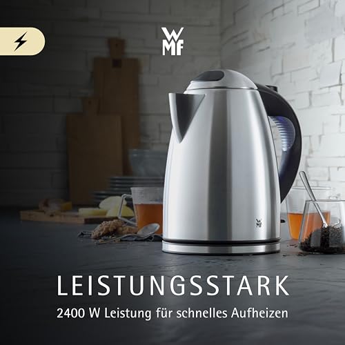 WMF Stelio Wasserkocher Edelstahl 1,7l, elektrischer Wasserkocher mit Kalkfilter, 2400 W, Wasserstandanzeige beleuchtet, Überhitzungsschutz, edelstahl matt silber – Bild 2