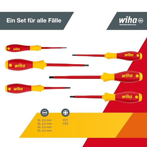 Wiha VDE SoftFinish Slotted/ Pozi Screwdriver Set 25477 (6 Pieces)