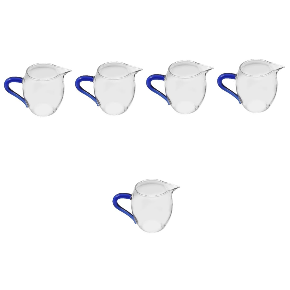 5pièces Tasse à Thé Verre Avec Poignée Bleue Pichet Verre Pour Infusions Tasse à Lait Transparent Pour Service à Table