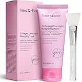 TEREZ & HONOR Collagen Night Wrapping Peel Off Mask: Korean Face Mask for Elasticity, Hydrating & Glow - 100Dalton Smallest Molecular Collagen for Glass Skin, Dermatologist Tested, 2.54 FL OZ/75mL