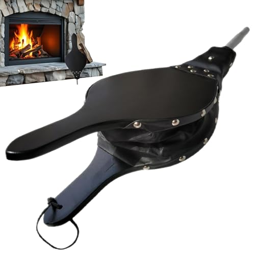 Xinhuju Fuelle para hoguera, fuelle para estufa de leña, soplador de aire para barbacoa de madera, bomba de fuelle manual, fuelle portátil para exteriores con correa para barbacoa de picnic de camping