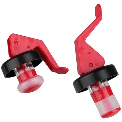 Fackelmann 49569 Lot de 2 bouchons à levier, bouchon à levier, bouchon réutilisable pour bouteille, Plastique, Rouge, 8 cm