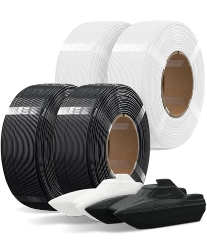 OVERTURE 4KG Bundle High Speed Refill PETG Filament 1.75mm, Black*2+White*2