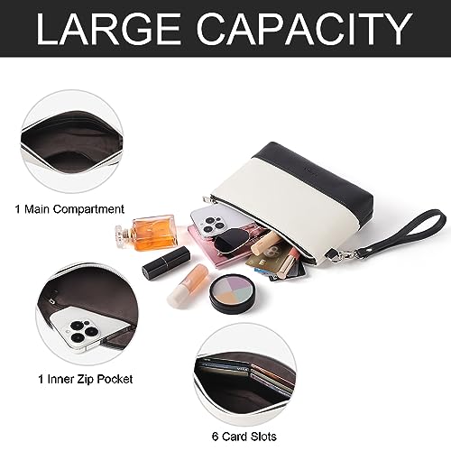 Image of CLUCI Wristlet Wallet for Women Large Capacity Leather Clutch Purse Slim Ladies Travel Credit Card Holder Phone Organizer