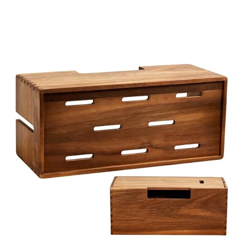 Caja de gestión de cables eléctricos y organizador de madera para oficina