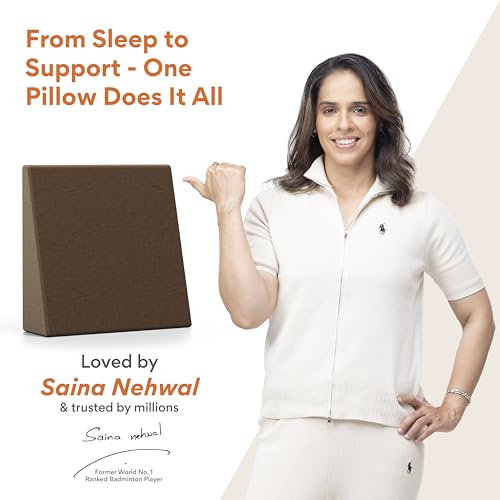 Image of FOVERA Memory Foam Wedge Pillow | 2 Years Warranty | Wedge Cushion for Back Support, Acid Reflux, Snoring, GERD, Leg Elevation, Pregnancy (Velvet Brown, Medium 7 inch Height)