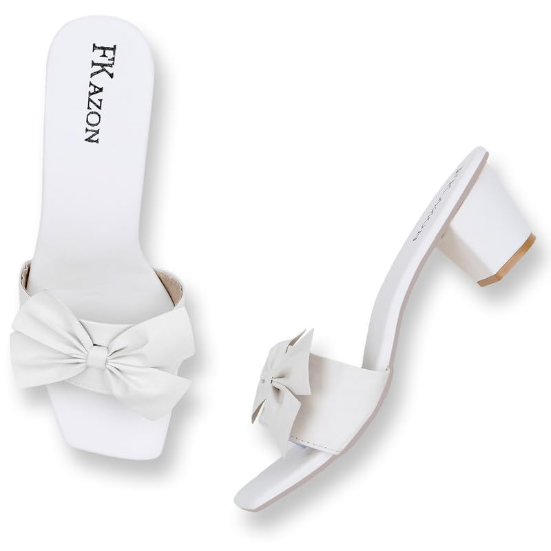 Image of Women's Stylish Block Heel Sandals with Bow Design - FK 516 BLUE HEEL A1 P