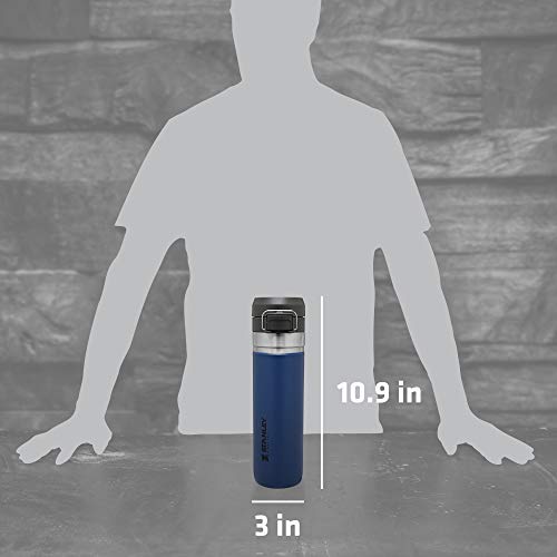 Image of STANLEY Quick Flip GO Water Bottle 24 oz | Push Button Lid | Leakproof and Packable for Travel and Sports | Insulated Stainless Steel | BPA-Free | Tungsten