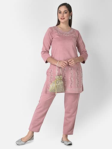 Image of FNOCKS Women's Fleece Velvet Fabric Kurta Palazzo Set with Pocket