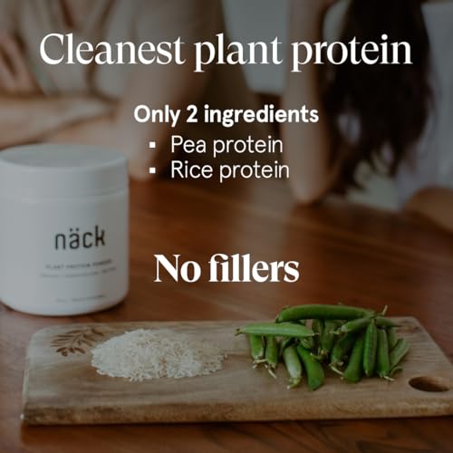 Image of Nack Plant Based Protein Supplement | 500g Unflavoured | 80% Pea & Rice Protein | 24g per Serving | Complete Essential Amino Acid Profile 9.7g EAA, 4.5g BCAA | Muscle Growth & Recovery | Vegan & Gluten-Free (Pack of 2)