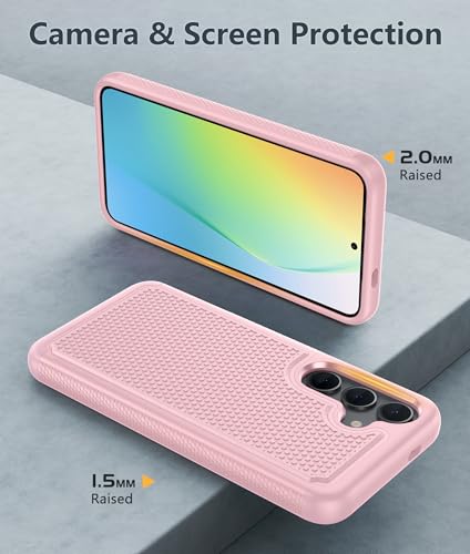 Image of FNTCASE for Samsung Galaxy S24 Case: Dual Layer Heavy Duty Cell Phone Protective Cover Shockproof Rugged with Non-Slip Textured - Military Drop Protection Bumper Tough - 2024, 6.2inch Sakura Pink