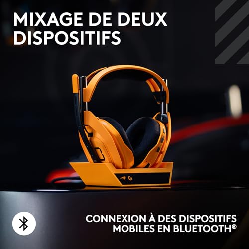 Logitech G Astro A50 X LIGHTSPEED McLaren Edition casque gaming sans fil + station d’accueil PRO G GRAPHENE PLAYSYNC Xbox Series X| + PS5 + PCMac Bluetooth dispositif de relais HDMI 2.1 Papaya - vue 8