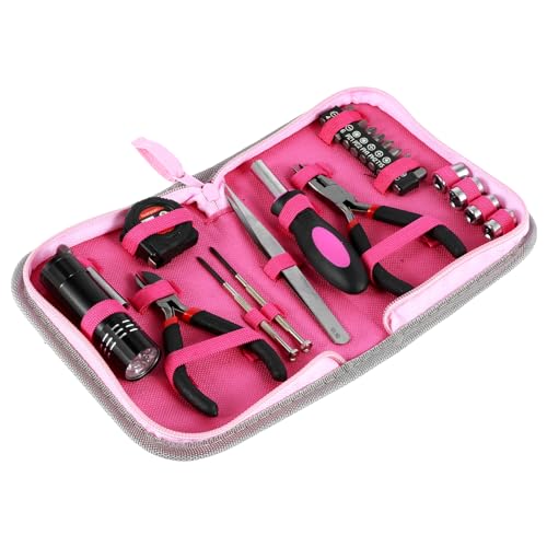 Kit de herramientas para el hogar 23 piezas rosa