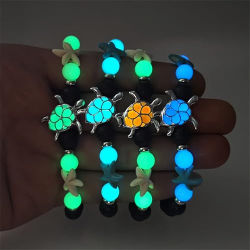 8mm Natural Volcanic Stone Bracelets for Women,Ocean Turtle Luminous Bracelets,Lava Stone Glow bracelet,Elastic Stretch Beads Protection Bracelet for Men4