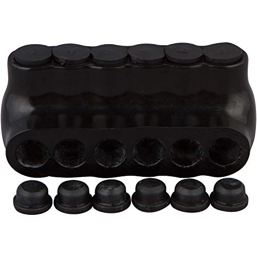 Image of Morris Products 97516 Black Insulated Multi-Cable Connector - Single Entry 6 Ports 4 - 14, 6, 6 AWG, Dual Rated CU9AL Aluminum, 600V, cULus Listed