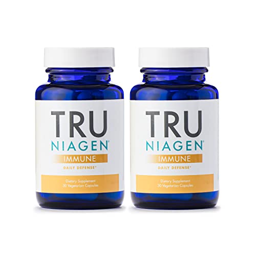 Tru Niagen Immune Support Supplement - Daily Defense - Vitamin C from Fermentation, Vegan Vitamin D3 2000 IU, Zinc, Plus Theracurmin (Curcumin) + Multi Award-Winning Niagen NAD Booster 150mg 60 Count