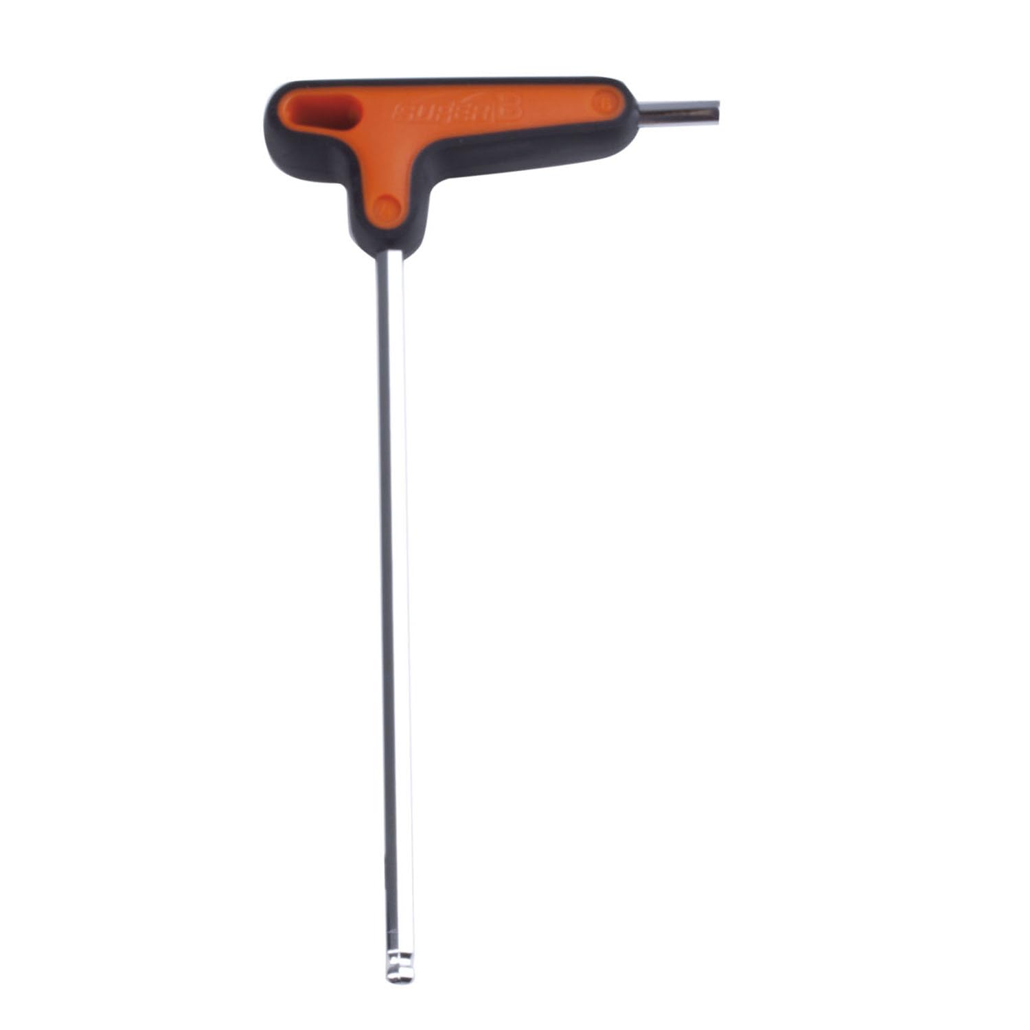 Super B TB-7636 T-Griff Innensechskantschlüssel, 6 mm, S2-Stahl, 2-Komponenten-Griff, langes Ende mit Kugelkopf, orange/schwarz