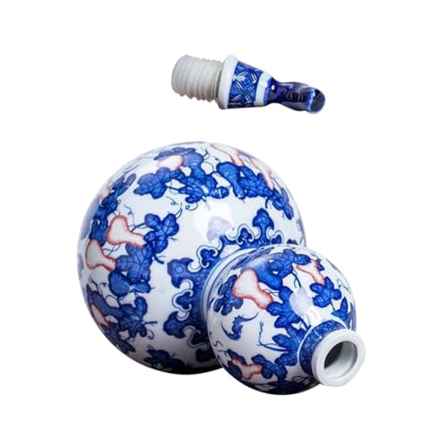 VERDANVERSE 青花磁器密閉式ポータブルワインボトル 家用収納容器 ビンテージ酒壷 滑らかな表面と耐摩耗性の安定底付き