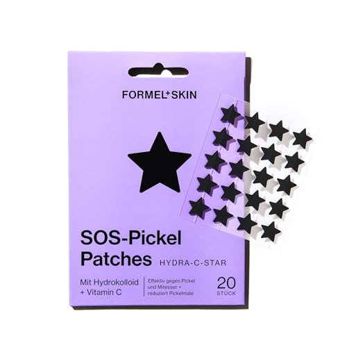 FORMEL SKIN Pickel Patch - Sternförmig Schwarz Sanft - Pimple Patches Mit Hydrokolloid Beruhigend Entzündungshemmend Soforthilfe Für Alle Hauttypen Geeignet