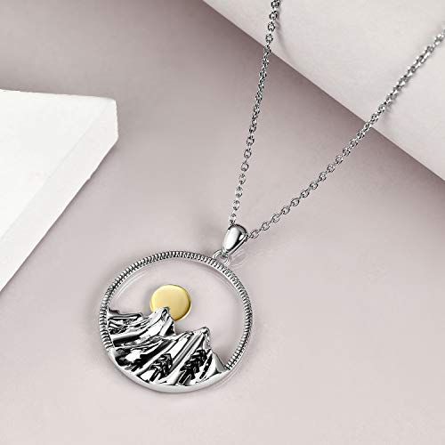 YFN Mountain Necklace for Women Sterling Silver Mountain Pendant Necklace Nature Jewelry Gift for Skiers, Hikers, Campers, Climbers and Nature Lovers2