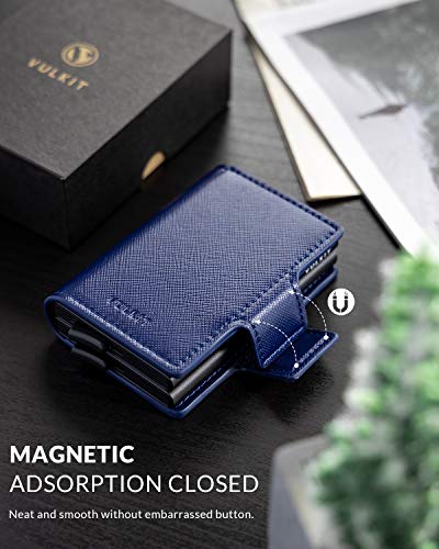 Image of VULKIT Credit Card Holder RFID Blocking Leather Automatic Pop Up Wallet Magnetic Wallet Double Card Case for Men and Women