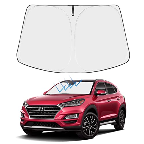 Image of Proadsy 2026 Upgrade Windshield Sun Shade Custom Fit Hyundai Tucson 2016-2021 4-Layer Foldable Front Sunshade Protector Sun Visor Blocks UV Rays Keep Car Cooler Accessories