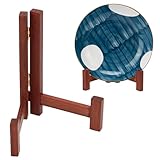 WEBEEDY 2 PCS Plate Stands for Display 7 Inch Wooden Plate Holder Display Stands Folding Tabletop Saucer Rack Desktop Ornaments Easels for Display Picture Frame, Book, Dish, Home Decoration, Brown