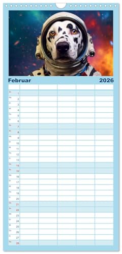 Familienplaner 2026 - Hunde im Weltall mit 5 Spalten (Wandkalender, 21 cm x 45 cm), CALVENDO: Hunde im All: Eine kosmische Reise der Niedlichkeit. (CALVENDO Wissenschaft)