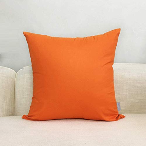 Thmyo 4-Pack 100% Cotton Comfortable Solid Decorative Throw Pillow Case, Square Cushion Cover Pillowcase Sublimation Blank Pillow Covers Diy Throw Pillowcase For Sofa Bed(18X18 Inch/ 45X45Cm,Orange) #TOP4