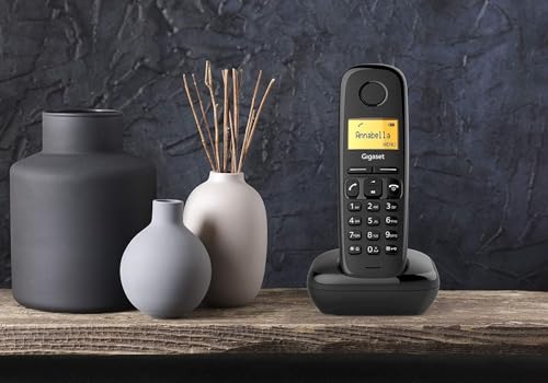Gigaset A170 SINGLE - Téléphone fixe sans fil de base avec grand écran et technologie ECO DECT à économie d'énergie - Noir