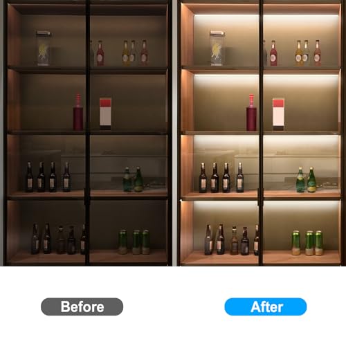 Image of JUSJUBR LED Lights for Shelves, 6 PCS 20 Inch Dimmable Flexible COB LED Strip Lights for Cabinet, Display Case, Bookshelf, Kitchen, Wardrobe and Closet, Under Cabinet Lighting Cold White 6000K