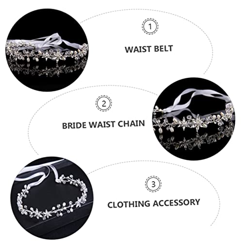 Handmade Rhinestone Pearl Waist Belt for Brides Shiny Wedding Accessory with Satin Ribbon Versatile Fashion Wristband for Dance Parties and Banquets4