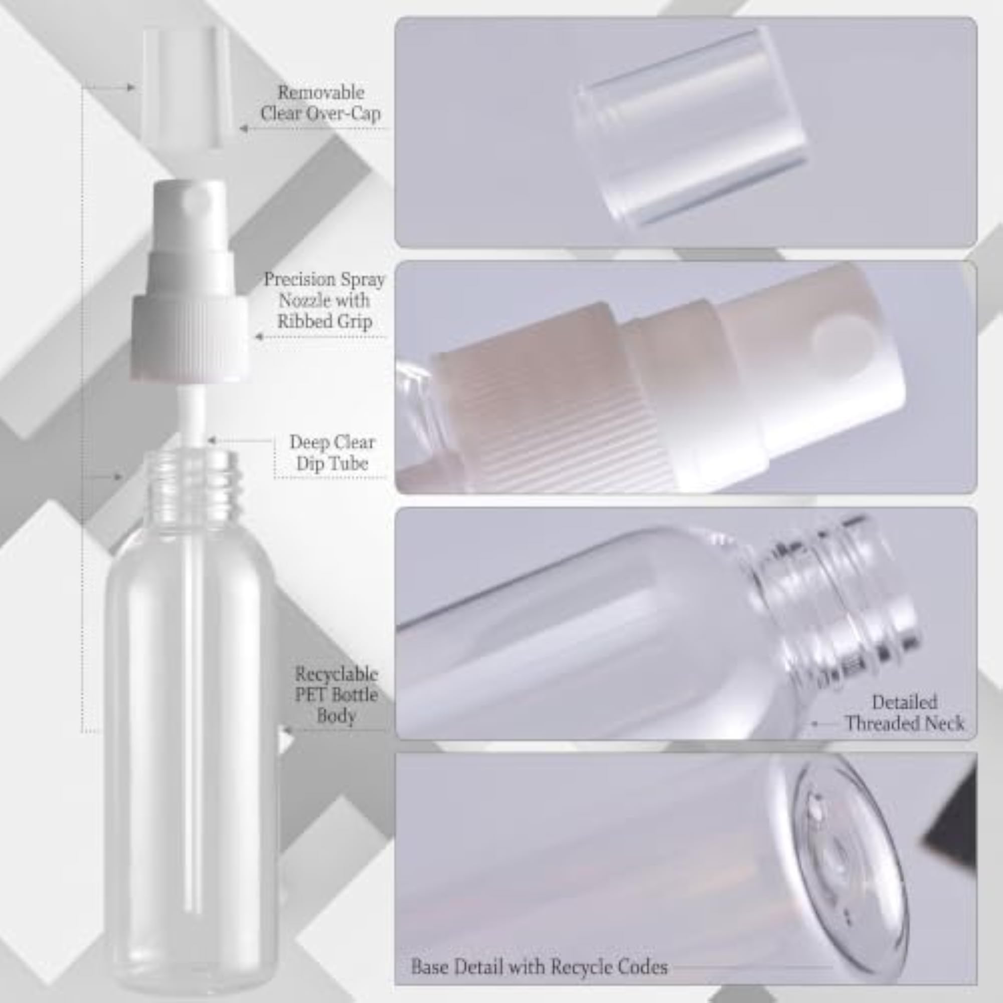 200ml Fine Mist Spray Bottle Pack of 3 | Empty Refillable & Reusable