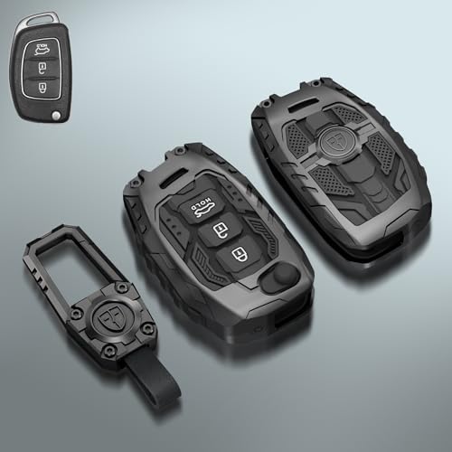 Image of Premium Metal Black Transformer Series Soft Silicon Key Cover for Hyundai 3 Button Flipkey
