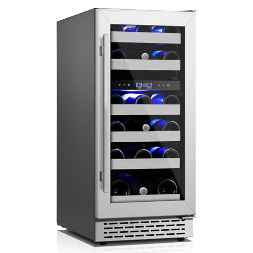 WINEBOSS 15 Inch Wine Fridge Under Counter, 28 Bottles Dual