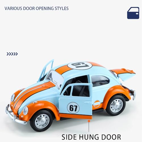 Image of 1:18 Beetletoy Car Vintage Car Die Cast Metal Model Cars With Light Sound Pullback Openable Door Cars Toy, 3+ Years, Multicolor