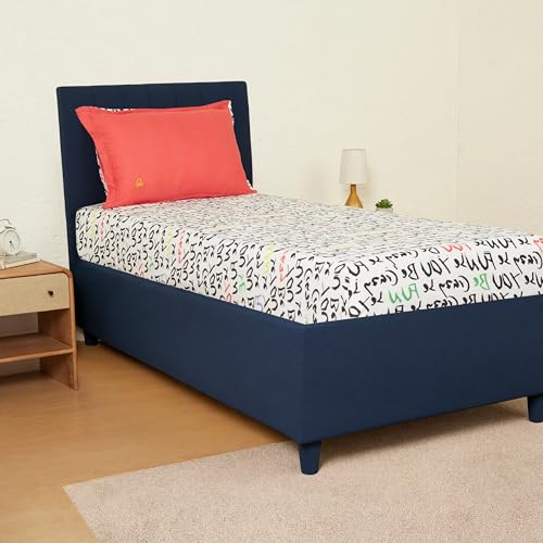 Image of United Colors of Benetton Luxury 100% Cotton Bedsheet Set, Soft & Skin-Friendly, Durable & Fade-Resistant Print (White-Black)