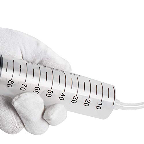 Large 100Ml Plastic Syringe With Tubing, Carejoy Indutrial Syringes + 80Cm(31.5In) Handy Long Hose Fluid Suction Injector For Scientific Labs Injecting, Feeding Pets, Drawing Oil, Fluid And Water #TOP4