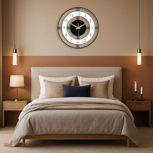 Image of Auromin Designer Big Wall Clock for Living Room Stylish Modern | Silent Wall Clock for Bedroom | Luxury Premium Fancy Antique Unique Metal Wall Watch for Hall Big Size