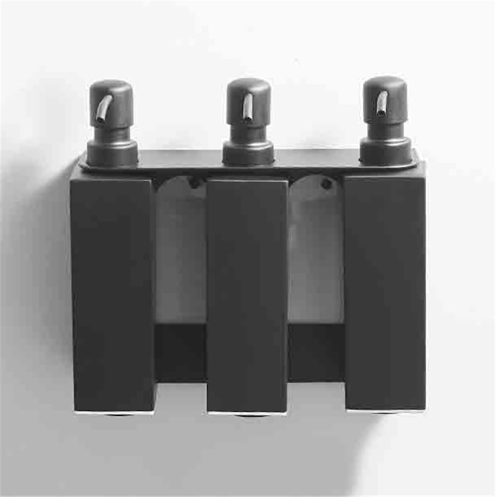 Dosificador Jabon Dispensador de jabón de Pared de Acero Inoxidable for baño, Juego de 3 Botellas de loción con aplicador y exprimidor Dispensador Jabon Baño(Negro)