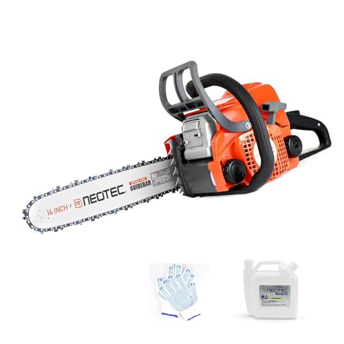 31.8cc Gas Chainsaw 14 Inch Top Handle Chain Saw Powerful 2-Stroke Engine for Clean Tree Trimming and Firewood Gathering