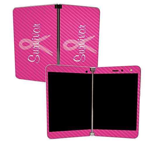 Image of MightySkins Carbon Fiber Skin for Microsoft Surface Duo - Survivor | Protective, Durable Textured Carbon Fiber Finish | Easy to Apply, Remove, and Change Styles | Made in The USA